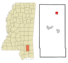 Perry County Mississippi Incorporated and Unincorporated areas Richton Highlighted.svg