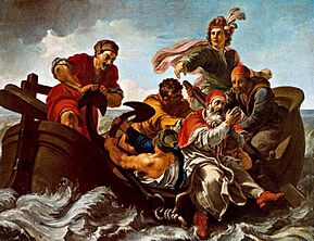 Archivo:Pier Leone Ghezzi - Martyrdom of pope Saint Clement (cropped)