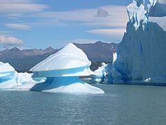 Upsala glacier near icebergs