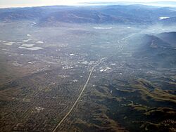 Aerial view of Dublin and Pleasanton with morning fog, December 2023.JPG