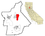 Butte County California Incorporated and Unincorporated areas Concow Highlighted.svg