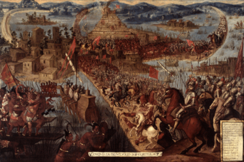 Archivo:Conquista-de-México-por-Cortés-Tenochtitlan-Painting