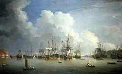 Archivo:Dominic Serres the Elder - The Captured Spanish Fleet at Havana, August-September 1762