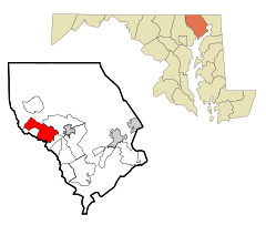 Harford County Maryland Incorporated and Unincorporated areas Fallston Highlighted.svg