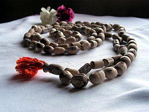 Archivo:Japa mala (prayer beads) of Tulasi wood with 108 beads - 20040101-01