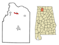 Lawrence County Alabama Incorporated and Unincorporated areas Courtland Highlighted