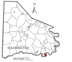 Map of Fredericktown-Millsboro, Washington County, Pennsylvania Highlighted.png