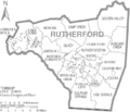 Map of Rutherford County North Carolina With Municipal and Township Labels