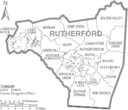 Archivo:Map of Rutherford County North Carolina With Municipal and Township Labels
