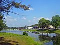 Monroe, NY, mill pond and downtown