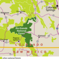 Rio Grande National Forest locator map