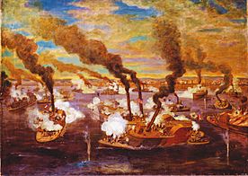 Archivo:The Great Naval Battle Opposite the City of Memphis, June 6, 1862 - Alexander Simplot