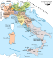 Völkerkarte von Mittel- und Südosteuropa. Italien 1815 bis zur Gegenwart (1905)-es