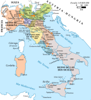 Völkerkarte von Mittel- und Südosteuropa. Italien 1815 bis zur Gegenwart (1905)-es