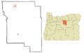 Wheeler County Oregon Incorporated and Unincorporated areas Fossil Highlighted