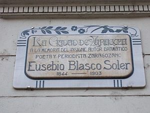 Archivo:Zaragoza - Placa - Eusebio Blasco Soler