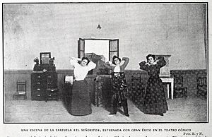 Archivo:1907-12-07, Blanco y Negro, Una escena de la zarzuela «El señorito», estrenada con gran éxito en el Teatro Cómico
