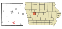 Carroll County Iowa Incorporated and Unincorporated areas Dedham Highlighted.svg