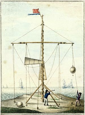 Archivo:Coast telegraph, semaphore or signaling post at Scheveningen, 1799