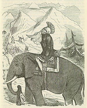 Archivo:Comic History of Rome p 173 Hannibal crossing the Alps