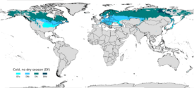 Clima continental húmedo en el mundo.
