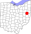 Mapa de Ohio con la ubicación del condado de Carroll