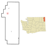 Pend Oreille County Washington Incorporated and Unincorporated areas Ione Highlighted.svg