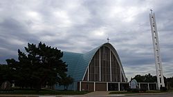 Saint Clement Church (Center Line, Michigan) - exterior, view near the corner of Van Dyke and Engleman.jpg