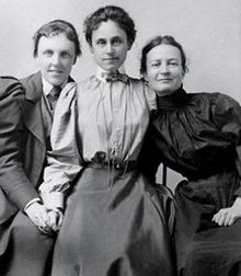 Theodate Pope, Alice Hamilton, and a student believed to be Agnes Hamilton, 1888.jpg