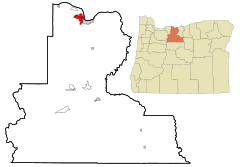 Wasco County Oregon Incorporated and Unincorporated areas Chenoweth Highlighted.svg