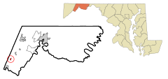 Allegany County Maryland Incorporated and Unincorporated areas Barton Highlighted.svg