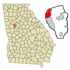 Fayette County Georgia Incorporated and Unincorporated areas Tyrone Highlighted.svg