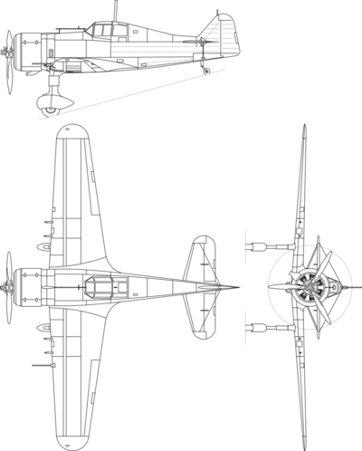 Archivo:Fokker D.XXI 3-view line drawing
