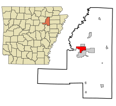 Jackson County Arkansas Incorporated and Unincorporated areas Diaz Highlighted.svg