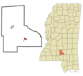 Jefferson Davis County Mississippi Incorporated and Unincorporated areas Bassfield Highlighted