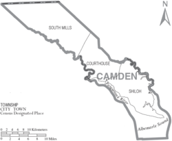 Archivo:Map of Camden County North Carolina With Municipal and Township Labels