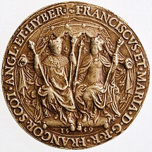Archivo:Moulage du sceau de François II et Marie Stuart, roi et reine de France 1 - Archives Nationales - SC-D100
