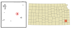 Neosho County Kansas Incorporated and Unincorporated areas Erie Highlighted.svg