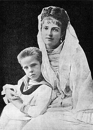 Archivo:Queen Margherita with Vittorio Emanuele