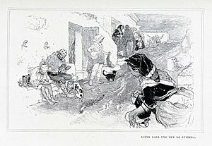 Archivo:1901, Au pays de Don Quichotte, Scène dans une rue de Ruidera, Vierge