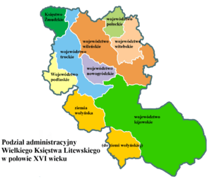 Archivo:Administrative division of the Grand Duchy of Lithuania in half of XVI Century