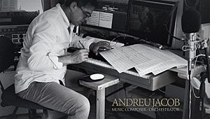 Archivo:Andreu Jacob working in the soundtrack "The Real Screenplay" Moscow © 2018