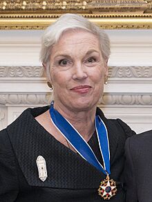 Cecile Richards, former president of Planned Parenthood, after receiving the Presidential Medal of Freedom on November 20, 2024 in the White House (cropped).jpg