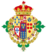 Coat of arms of Prince Carlos of Bourbon-Two Sicilies (1870-1949)-External Ornaments as Infante of Spain.svg