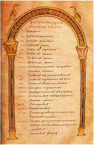 Archivo:Copie manuscrite sur velin du VIIIème siècle de la loi salique