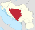 Locator map Bosnia and Herzegovina in Yugoslavia