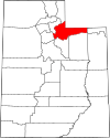 Mapa de Utah con la ubicación del condado de Summit