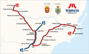 Archivo:Map of the Tranvía de Tenerife