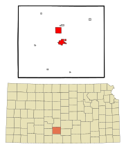 Pratt County Kansas Incorporated and Unincorporated areas Pratt Highlighted.svg