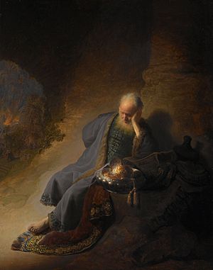 Archivo:Rembrandt Harmensz. van Rijn - Jeremia treurend over de verwoesting van Jeruzalem - Google Art Project